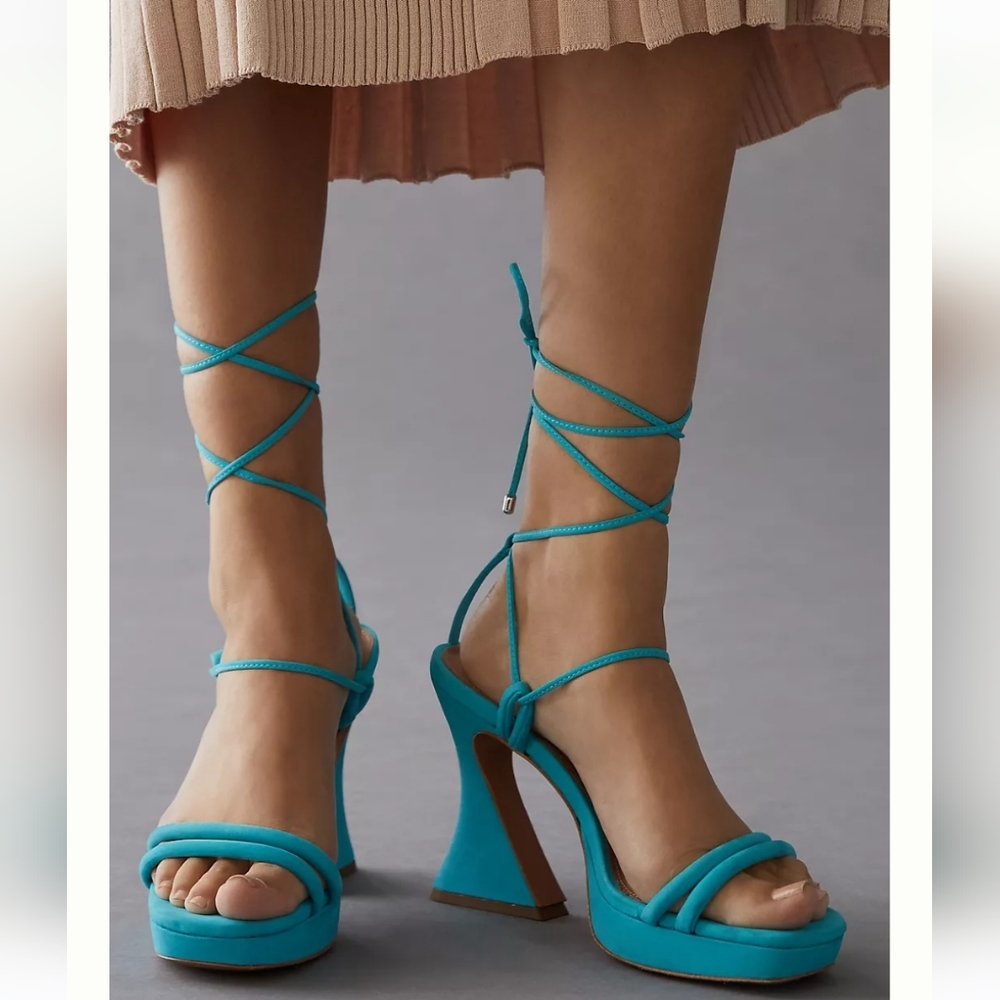 Vicenza Strappy Platform Heels- pool blue